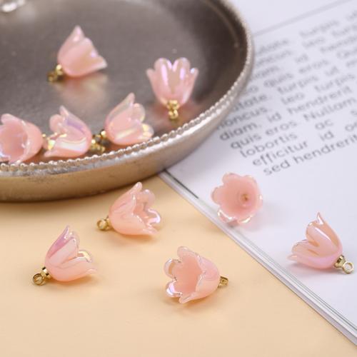 Fashion Plastic Pendants, Flower, plated, DIY Approx 