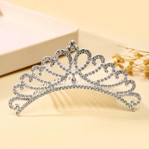 Tiaras nupciales, aleación de zinc, con diamantes de imitación, Joyería & diferentes estilos para la opción & para mujer & con diamantes de imitación, plateado, Vendido por UD[