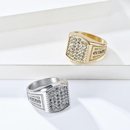 Rhinestone Stainless Steel Finger Ring, 304 Stainless Steel, polished, Unisex & with rhinestone ring width 16mm 