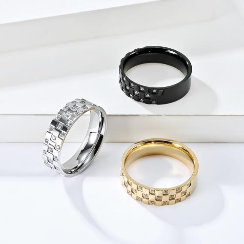 Strass Edelstahl Fingerring, 304 Edelstahl, poliert, unisex & verschiedene Größen vorhanden & mit Strass, keine, ring width 6mm, verkauft von PC[