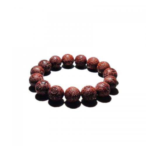 Wrist Mala, Sandalwood, Carved, fashion jewelry & Unisex, dark red, 15mm Approx 18 cm [