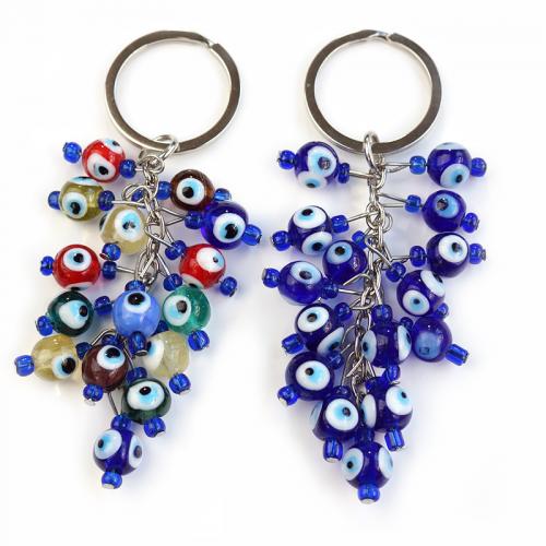 Evil Eye Key Chain, Lampwork, with Zinc Alloy, plated, Unisex & evil eye pattern 105mm 