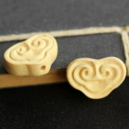 Original Wood Beads, Boxwood, Heart, Carved, DIY [