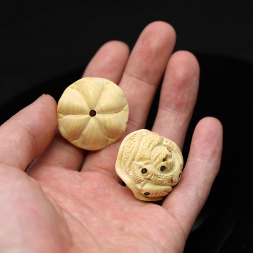 Original Wood Beads, Boxwood, Carved, DIY [