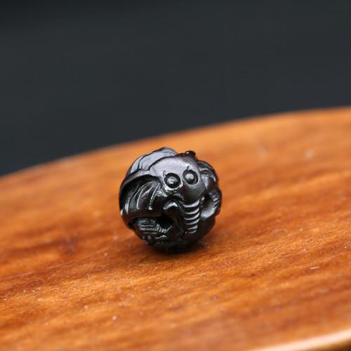 Perles en bois d'origine, black Sandalwood, Rond, gravé, DIY, noire, 15mm, Vendu par PC