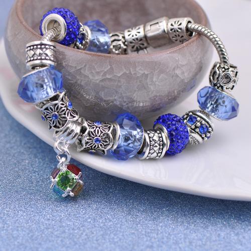 Europa gemischt Kristall Armbänder, Zinklegierung, mit Kristall & Lampwork & Kupfernickel, Modeschmuck & unterschiedliche Länge der Wahl & für Frau, keine, verkauft von PC[