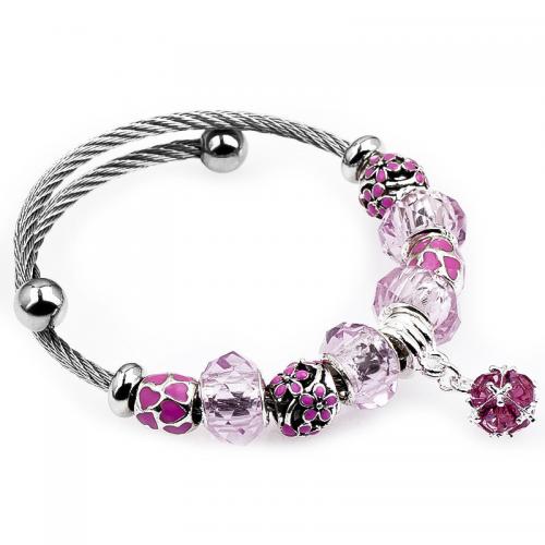 Europa gemischt Kristall Armbänder, Zinklegierung, mit Kristall, Modeschmuck & für Frau, Rosa, Innendurchmesser:ca. 55mm, verkauft von PC[