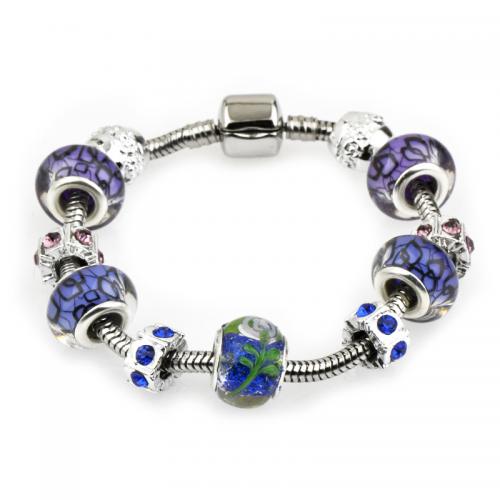 Europa gemischt Kristall Armbänder, Zinklegierung, mit Kristall & Lampwork, Modeschmuck & unterschiedliche Länge der Wahl & unisex, verkauft von PC[