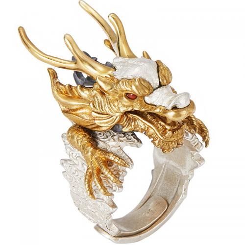 Brass Cuff Finger Ring, Dragon, plated, vintage & Unisex & adjustable, US Ring [