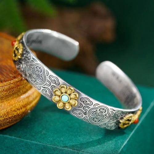 Brass Cuff Bangle, plated, folk style & for woman, Inner Approx 60mm [