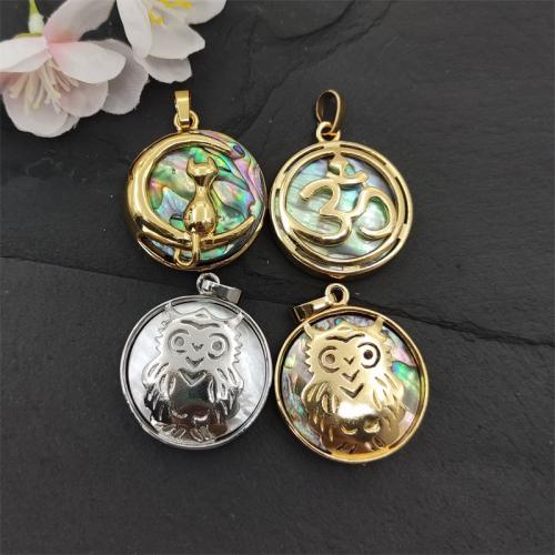 Brass Shell Pendants, with Brass, plated, random style & fashion jewelry & DIY & mixed, mixed colors, 25mm [