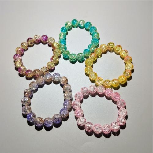 Glass Jewelry Beads Bracelets & fashion jewelry & for woman & crackle, Random Color Approx 18 cm 