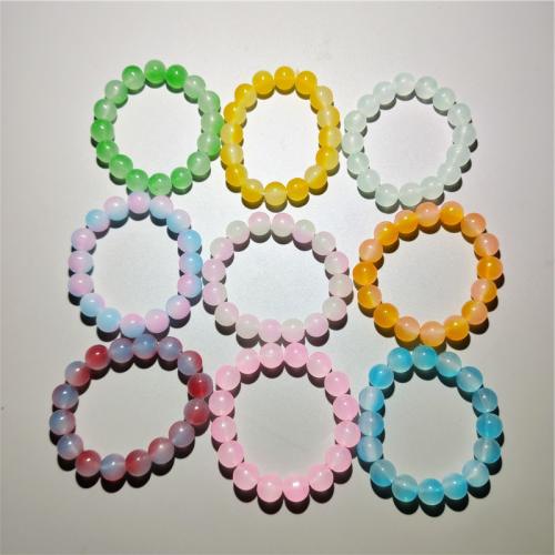 Glass Jewelry Beads Bracelets, Round, fashion jewelry & for woman, Random Color Approx 18 cm 