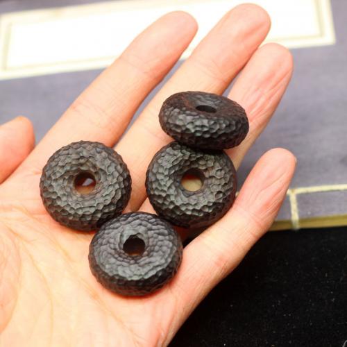 Perles en bois d'origine, black Sandalwood, Rond, gravé, DIY, noire Vendu par PC