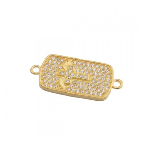 Cubic Zirconia Micro Pave Brass Connector, plated, DIY & micro pave cubic zirconia, gold Approx 1.5mm [