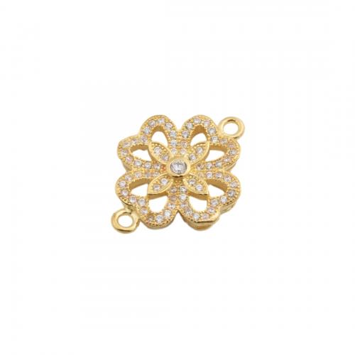 Cubic Zirconia Micro Pave Brass Connector, plated, DIY & micro pave cubic zirconia, gold Approx 1.5mm [