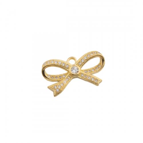 Cubic Zirconia Micro Pave Brass Pendant, Bowknot, plated, DIY & micro pave cubic zirconia, gold Approx 2mm [