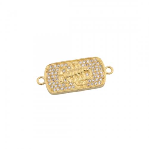 Cubic Zirconia Micro Pave Brass Connector, plated, DIY & micro pave cubic zirconia, gold Approx 2mm [