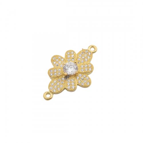 Cubic Zirconia Micro Pave Brass Connector, plated, DIY & micro pave cubic zirconia, gold Approx 1.5mm [