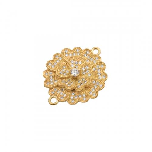 Cubic Zirconia Micro Pave Brass Connector, plated, DIY & micro pave cubic zirconia, gold Approx 1.5mm [