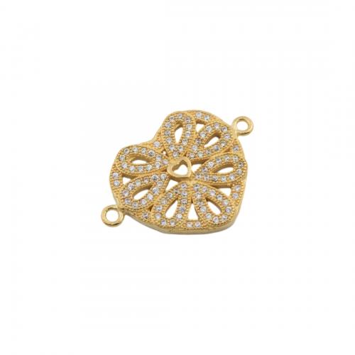 Cubic Zirconia Micro Pave Brass Connector, plated, DIY & micro pave cubic zirconia, gold Approx 2mm 