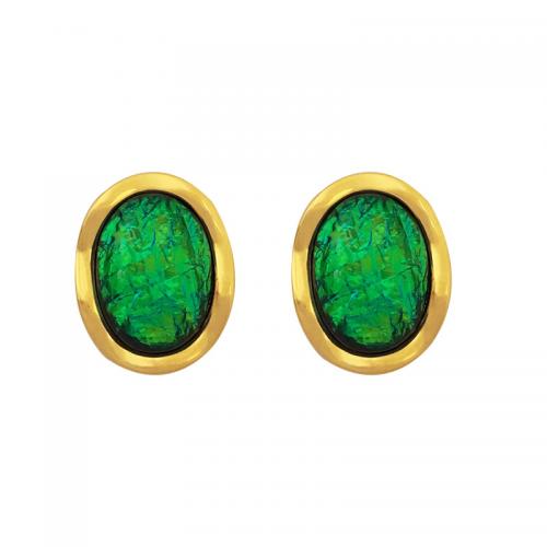 Resin Stud Earring, Brass, with Resin, real gold plated, for woman, gold [