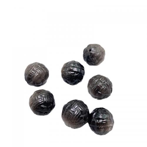 Single Gemstone Beads, Silver Obsidian, Carved, DIY, beads length 13-14mm Approx 1mm [