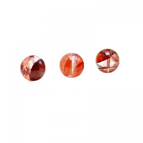 Single Gemstone Beads, Red Marble Glue Stone, Round, DIY [