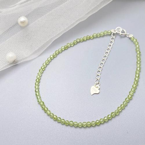 Piedra peridoto Pulsera y collar, con Plata de ley 925, diferentes estilos para la opción & para mujer, Vendido por UD