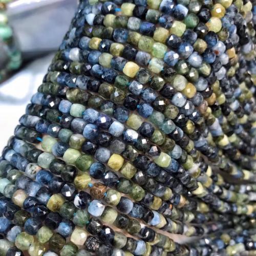 Natural Tourmaline Beads, Square, polished, DIY & faceted, mixed colors, 4.5mm Approx 38 cm [