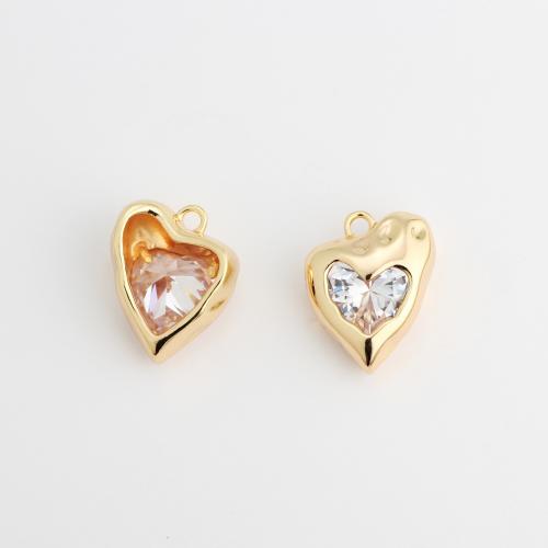 Cubic Zircon Brass Earring, Heart, plated, DIY & micro pave cubic zirconia [