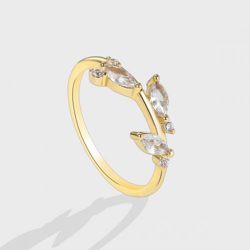 Cubic Zirconia Micro Pave Brass Finger Ring, gold color plated, fashion jewelry & micro pave cubic zirconia & for woman 