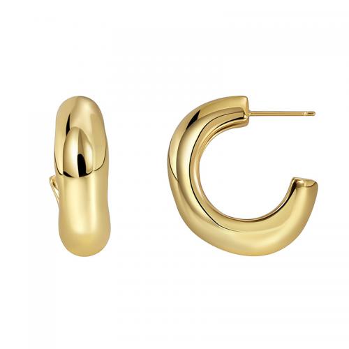 Brass Stud Earring, Letter C, 18K gold plated, fashion jewelry & for woman [