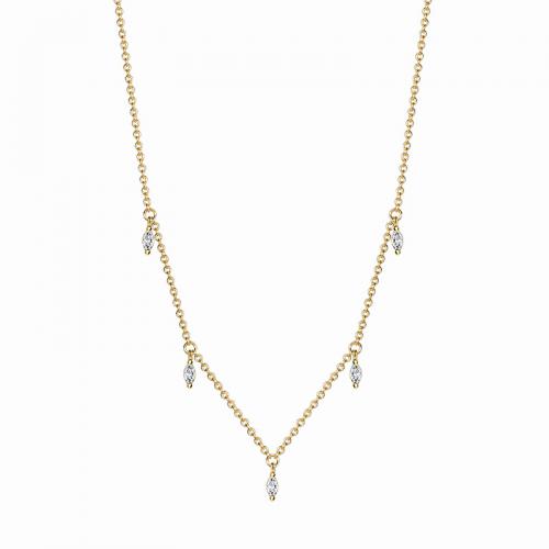 Cubic Zircon Micro Pave Brass Necklace, 18K gold plated, fashion jewelry & micro pave cubic zirconia & for woman Approx 45-55 cm [