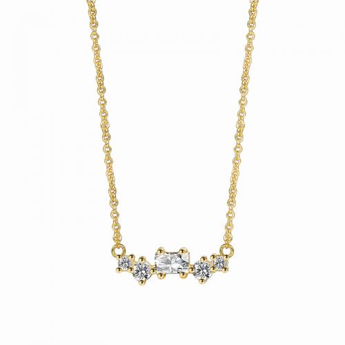 Cubic Zircon Micro Pave Brass Necklace, 18K gold plated, fashion jewelry & micro pave cubic zirconia & for woman Approx 45-55 cm [