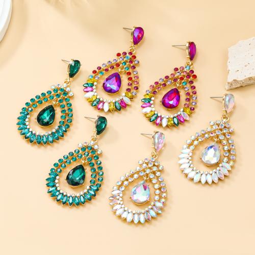 Zinc Alloy Rhinestone Drop Earring, Teardrop, fashion jewelry & for woman & with rhinestone [