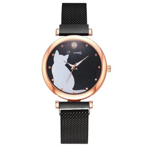 alliage de zinc bracelet de montre, avec verre, Rond, Placage, mouvement chinoise & styles différents pour le choix & pour femme & avec strass, watch size bangle inner diameter 60mm, Vendu par PC[