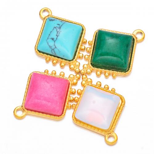 Stainless Steel Pendants, 304 Stainless Steel, with Natural Stone & Resin, Rhombus, gold color plated, DIY [