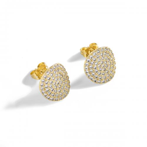 Cubic Zirconia Micro Pave Brass Earring, plated, micro pave cubic zirconia & for woman, golden [