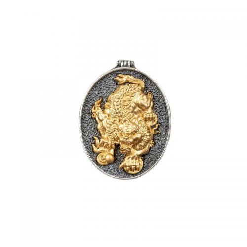 Brass Pendant, Mythical Wild Animal, plated, vintage & folk style & DIY, pendant length 30-50mm 