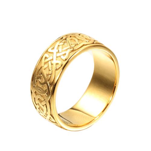 Titan Stahl Fingerring, Titanstahl, Vakuum-Ionen-Beschichtung, Vintage & Modeschmuck & verschiedene Größen vorhanden & für den Menschen, goldfarben, 6mm, verkauft von PC[