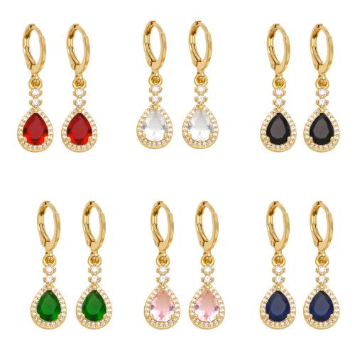 Cubic Zirconia Micro Pave Brass Earring, Teardrop, plated, fashion jewelry & micro pave cubic zirconia [