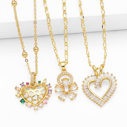 Cubic Zircon Micro Pave Brass Necklace, with 5cm extender chain, plated, fashion jewelry & micro pave cubic zirconia cm [