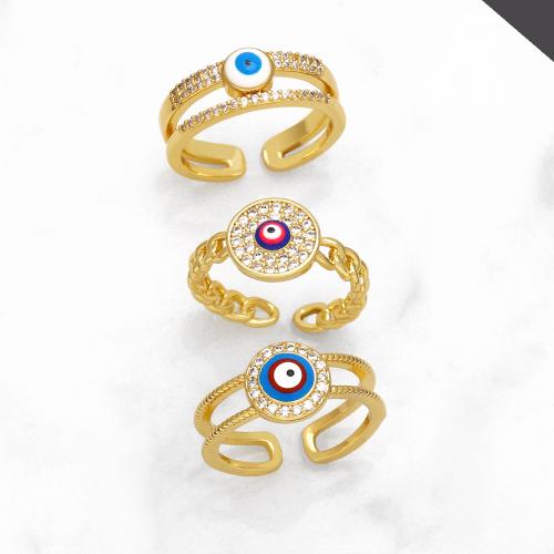 Evil Eye Jewelry Finger Ring, Brass, plated, fashion jewelry & micro pave cubic zirconia Ring inner mm 