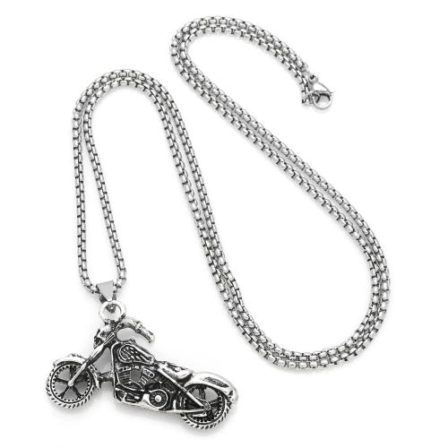 Collier en alliage de zinc, avec 304 chaîne en acier inoxydable, moto, Placage, bijoux de mode, argent cm, Vendu par PC