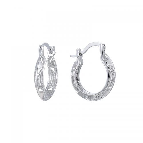 Brass Huggie Hoop Earring, plated, for woman, silver color [