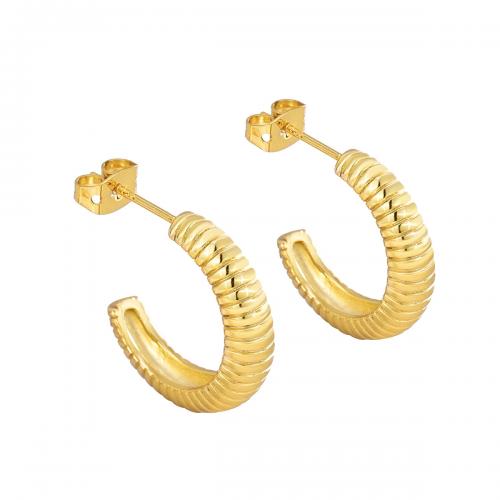 Brass Stud Earring, plated, for woman, golden [