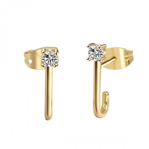 Cubic Zirconia Micro Pave Brass Earring, plated, micro pave cubic zirconia & for woman, golden [