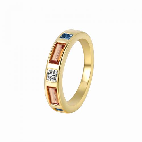 Cubic Zirconia Micro Pave Brass Finger Ring, plated & micro pave cubic zirconia & for woman, golden 