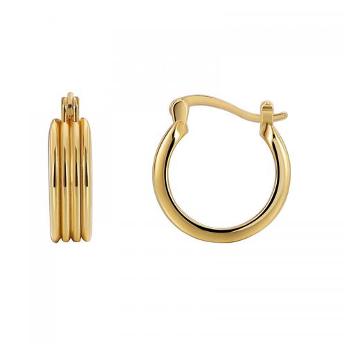 Brass Huggie Hoop Earring, plated, for woman, golden [